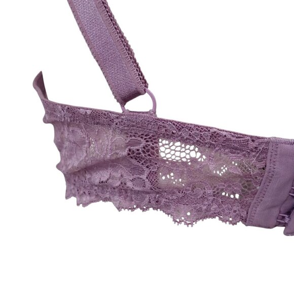 Victorias Secret Lined Demi Underwire Lace Bra Size 38DD Adjustable Purple - Picture 5 of 9